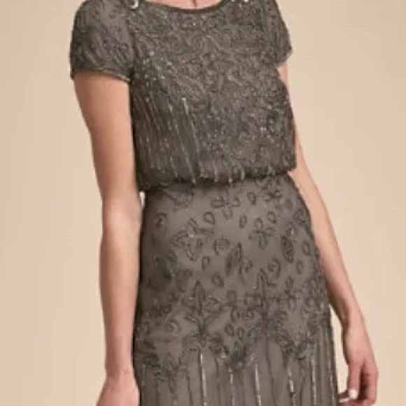 Adrianna Papell x BHLDN Wyatt 2/XS & 6/Sm Gray Embellished MOB MOG Formal Gown - Picture 3 of 6